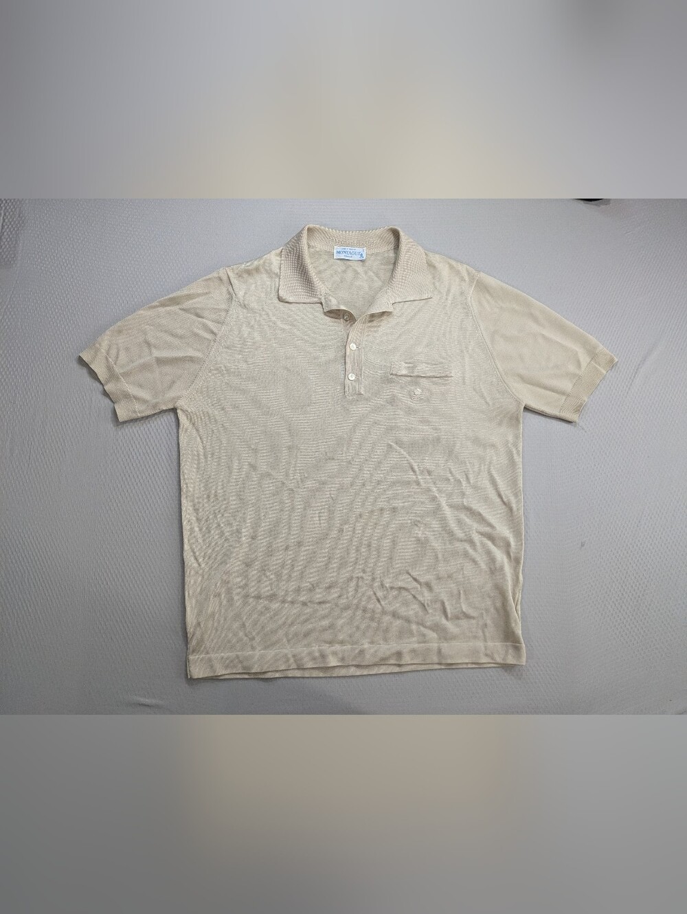 VTG Montagut Paris Polo Shirt 5 US Size L Beige Fil Lumière Knit Lux 60s